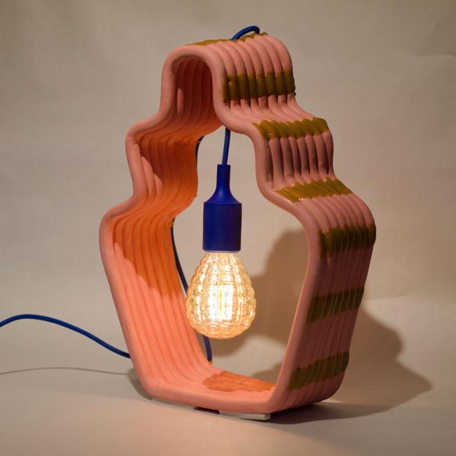 Pink and Green Ceramic Light Bulb