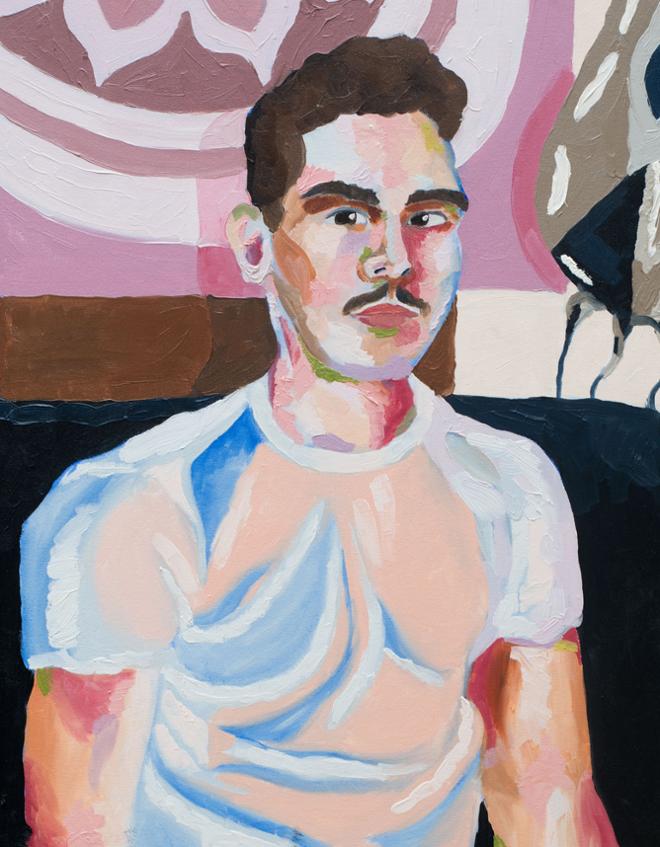 Painting of man with mustache.