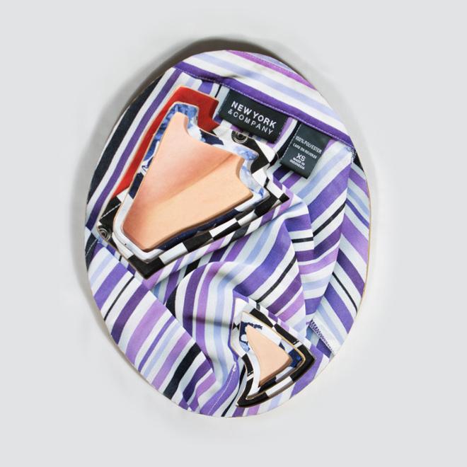 An oval consisting of different shirt fabrics.