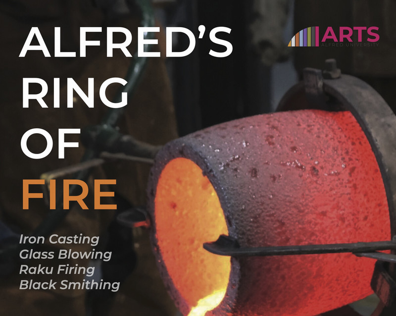 Picture of Metal pouring surrounded by text "Alfred ring of fire"